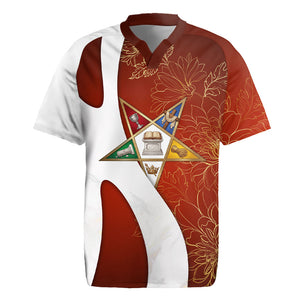 OES Order Of The Eastern Star Rugby Jersey Five Pointed Star Emblem With Gold Floral Art