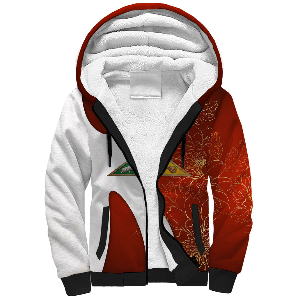 OES Order Of The Eastern Star Sherpa Hoodie Five Pointed Star Emblem With Gold Floral Art