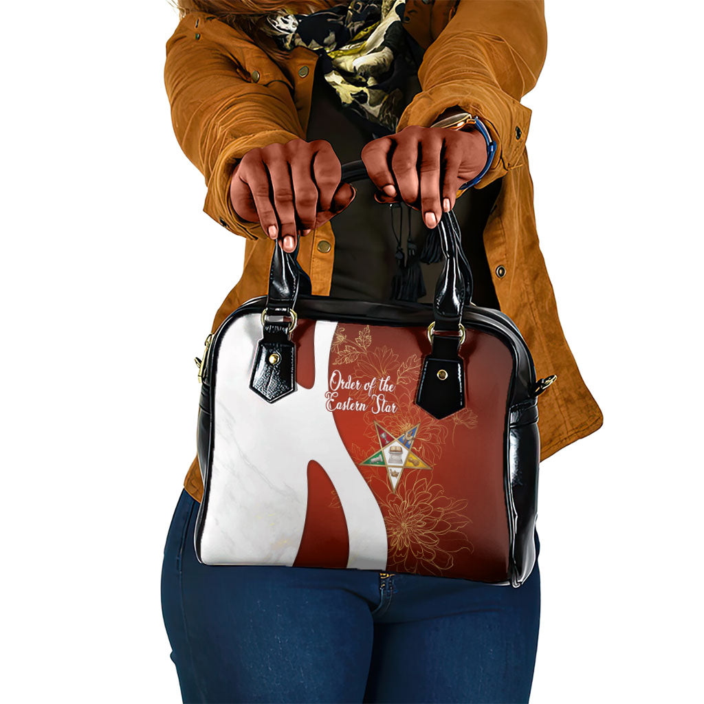 OES Order Of The Eastern Star Shoulder Handbag Five Pointed Star Emblem With Gold Floral Art