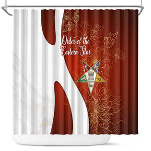 OES Order Of The Eastern Star Shower Curtain Five Pointed Star Emblem With Gold Floral Art