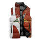 OES Order Of The Eastern Star Sleeveless Puffer Jacket Five Pointed Star Emblem With Gold Floral Art