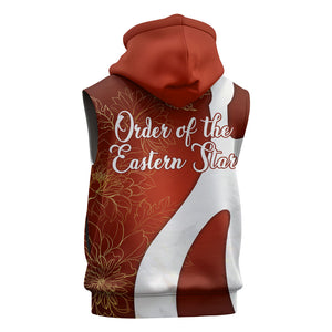 OES Order Of The Eastern Star Sleeveless Zip Hoodie Five Pointed Star Emblem With Gold Floral Art