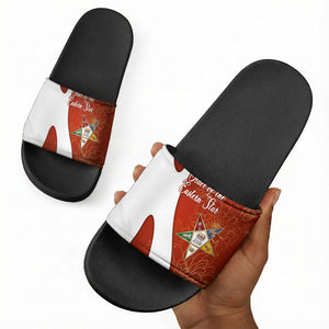 OES Order Of The Eastern Star Slide Sandals Five Pointed Star Emblem With Gold Floral Art