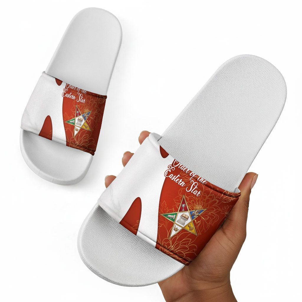 OES Order Of The Eastern Star Slide Sandals Five Pointed Star Emblem With Gold Floral Art