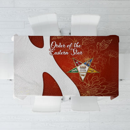 OES Order Of The Eastern Star Tablecloth Five Pointed Star Emblem With Gold Floral Art