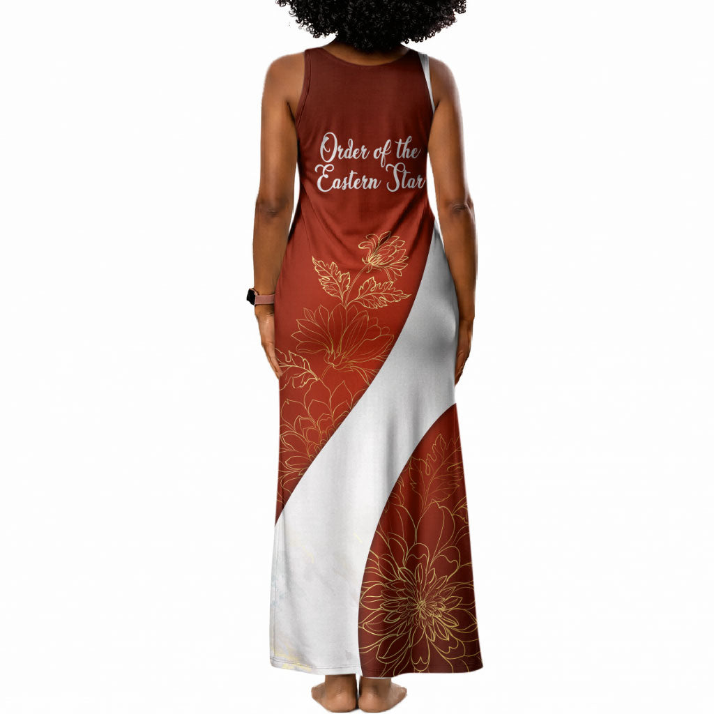 OES Order Of The Eastern Star Tank Maxi Dress Five Pointed Star Emblem With Gold Floral Art