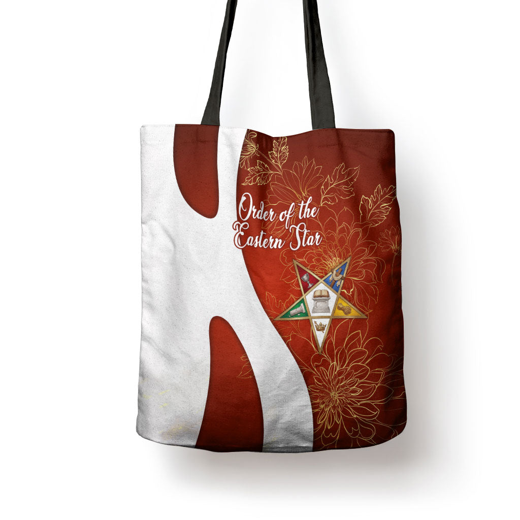 OES Order Of The Eastern Star Tote Bag Five Pointed Star Emblem With Gold Floral Art