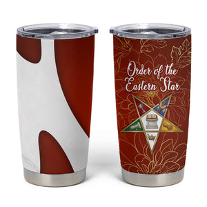 OES Order Of The Eastern Star Tumbler Cup Five Pointed Star Emblem With Gold Floral Art
