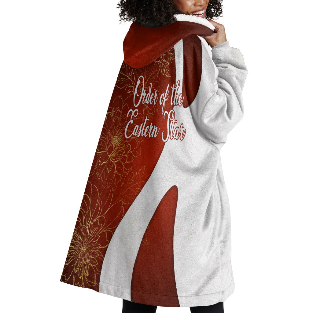 OES Order Of The Eastern Star Wearable Blanket Hoodie Five Pointed Star Emblem With Gold Floral Art