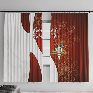 OES Order Of The Eastern Star Window Curtain Five Pointed Star Emblem With Gold Floral Art
