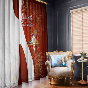 OES Order Of The Eastern Star Window Curtain Five Pointed Star Emblem With Gold Floral Art
