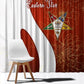 OES Order Of The Eastern Star Window Curtain Five Pointed Star Emblem With Gold Floral Art