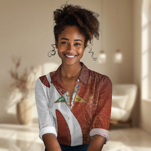 OES Order Of The Eastern Star Women Casual Shirt Five Pointed Star Emblem With Gold Floral Art