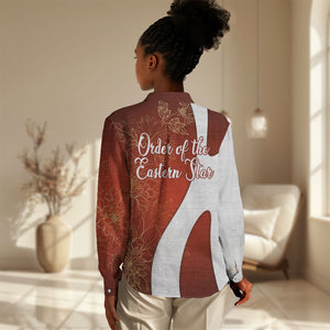 OES Order Of The Eastern Star Women Casual Shirt Five Pointed Star Emblem With Gold Floral Art
