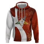 OES Order Of The Eastern Star Zip Hoodie Five Pointed Star Emblem With Gold Floral Art