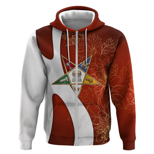 OES Order Of The Eastern Star Zip Hoodie Five Pointed Star Emblem With Gold Floral Art