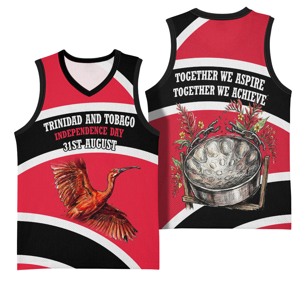 Trinidad And Tobago Independence Day Scarlet Ibis Basketball Jersey Steelpan Heritage National Flag