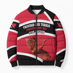 Trinidad And Tobago Independence Day Scarlet Ibis Bomber Puffer Jacket Steelpan Heritage National Flag