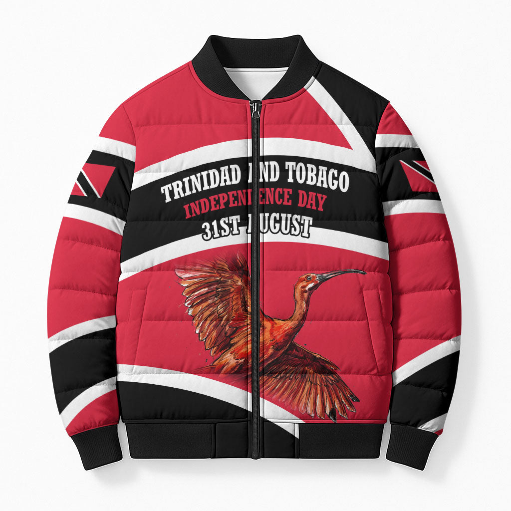 Trinidad And Tobago Independence Day Scarlet Ibis Bomber Puffer Jacket Steelpan Heritage National Flag