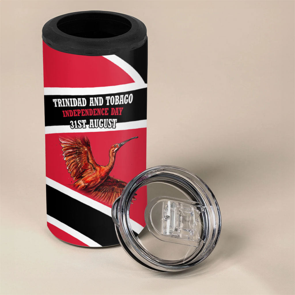 Trinidad And Tobago Independence Day Scarlet Ibis 4 in 1 Can Cooler Tumbler Steelpan Heritage National Flag