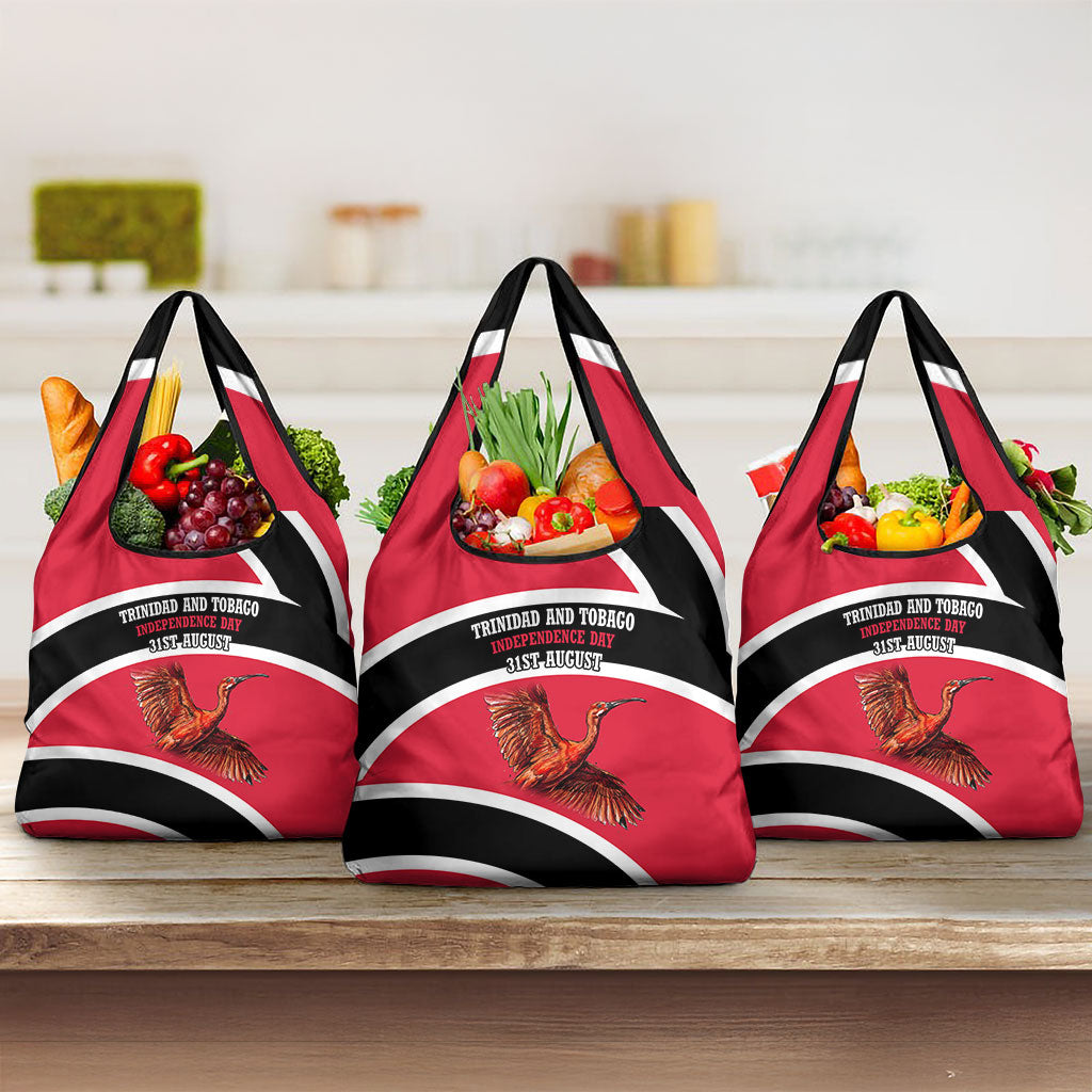 Trinidad And Tobago Independence Day Scarlet Ibis Grocery Bag Steelpan Heritage National Flag