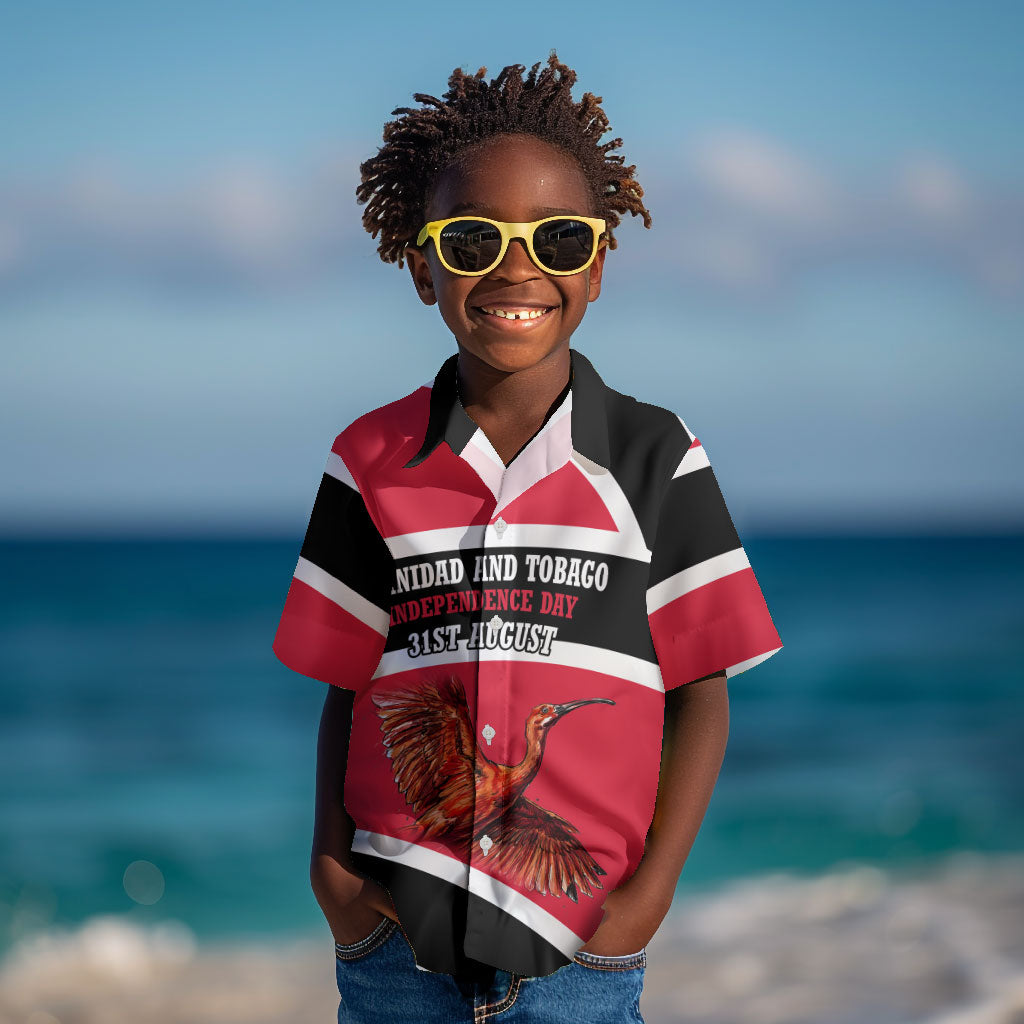 Trinidad And Tobago Independence Day Scarlet Ibis Kid Hawaiian Shirt Steelpan Heritage National Flag