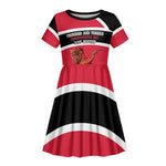 Trinidad And Tobago Independence Day Scarlet Ibis Kid Short Sleeve Dress Steelpan Heritage National Flag