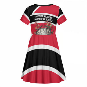 Trinidad And Tobago Independence Day Scarlet Ibis Kid Short Sleeve Dress Steelpan Heritage National Flag