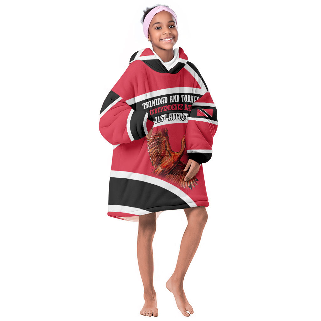 Trinidad And Tobago Independence Day Scarlet Ibis Kid Wearable Blanket Hoodie Steelpan Heritage National Flag