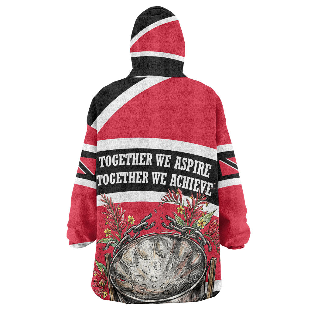 Trinidad And Tobago Independence Day Scarlet Ibis Kid Wearable Blanket Hoodie Steelpan Heritage National Flag