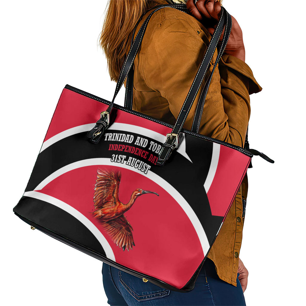 Trinidad And Tobago Independence Day Scarlet Ibis Leather Tote Bag Steelpan Heritage National Flag