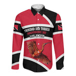 Trinidad And Tobago Independence Day Scarlet Ibis Long Sleeve Button Shirt Steelpan Heritage National Flag