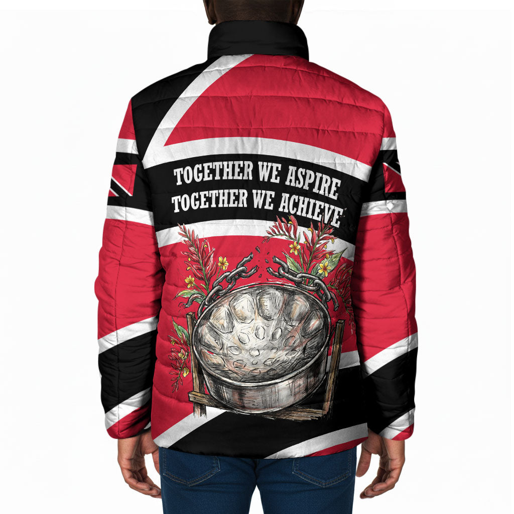 Trinidad And Tobago Independence Day Scarlet Ibis Padded Jacket Steelpan Heritage National Flag