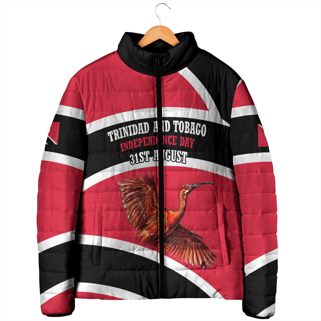 Trinidad And Tobago Independence Day Scarlet Ibis Padded Jacket Steelpan Heritage National Flag
