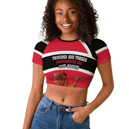 Trinidad And Tobago Independence Day Scarlet Ibis Raglan Cropped T shirt Steelpan Heritage National Flag