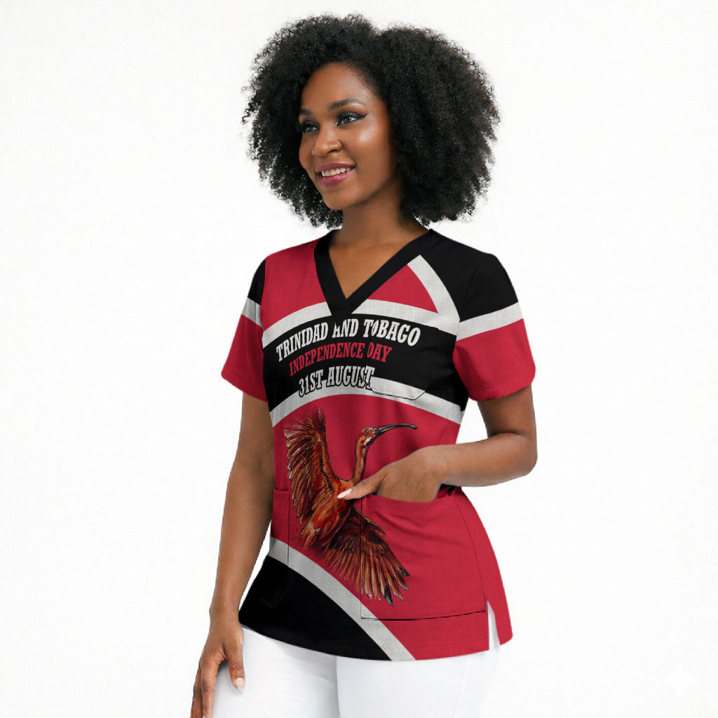 Trinidad And Tobago Independence Day Scarlet Ibis Scrub Top Steelpan Heritage National Flag