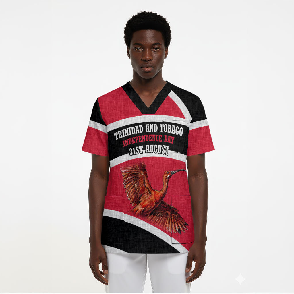 Trinidad And Tobago Independence Day Scarlet Ibis Scrub Top Steelpan Heritage National Flag