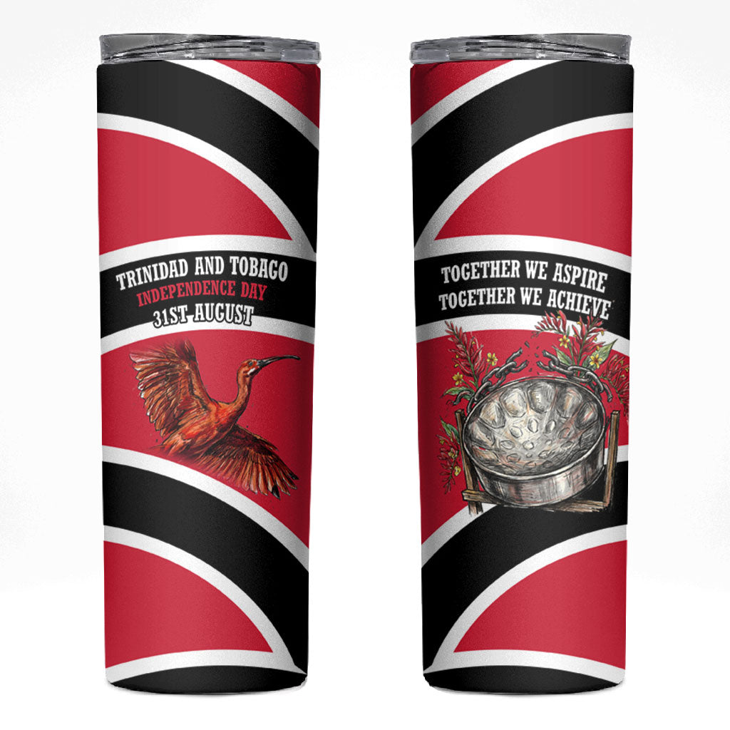 Trinidad And Tobago Independence Day Scarlet Ibis Skinny Tumbler Steelpan Heritage National Flag