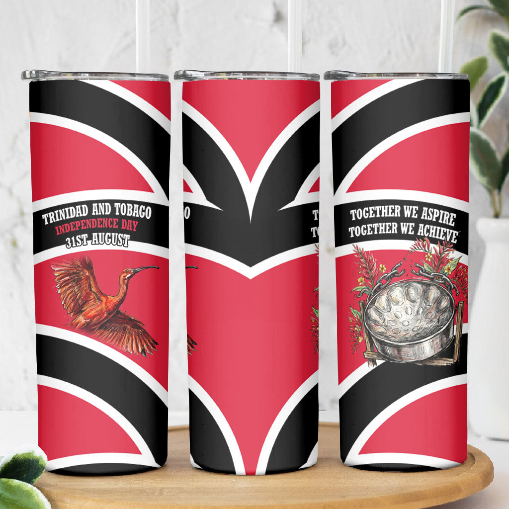 Trinidad And Tobago Independence Day Scarlet Ibis Skinny Tumbler Steelpan Heritage National Flag
