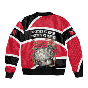 Trinidad And Tobago Independence Day Scarlet Ibis Sleeve Zip Bomber Jacket Steelpan Heritage National Flag