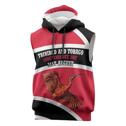 Trinidad And Tobago Independence Day Scarlet Ibis Sleeveless Hoodie Steelpan Heritage National Flag