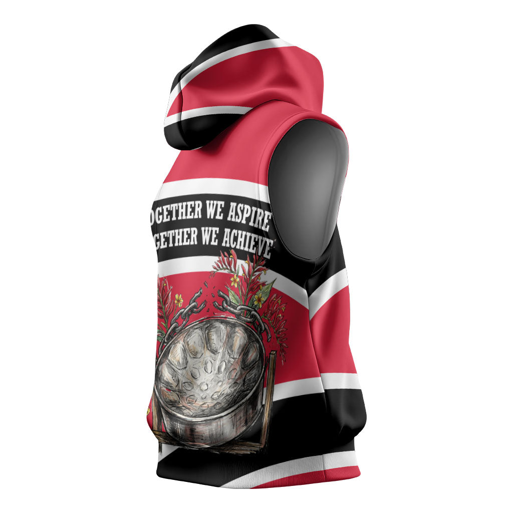 Trinidad And Tobago Independence Day Scarlet Ibis Sleeveless Hoodie Steelpan Heritage National Flag