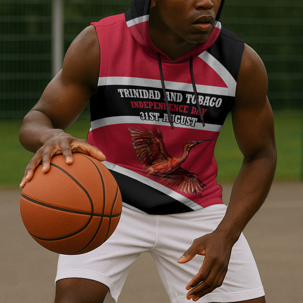 Trinidad And Tobago Independence Day Scarlet Ibis Sleeveless Hoodie Steelpan Heritage National Flag
