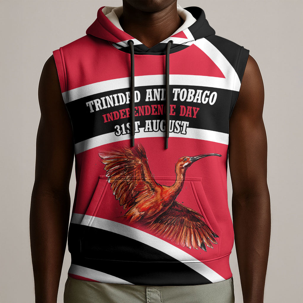 Trinidad And Tobago Independence Day Scarlet Ibis Sleeveless Hoodie Steelpan Heritage National Flag