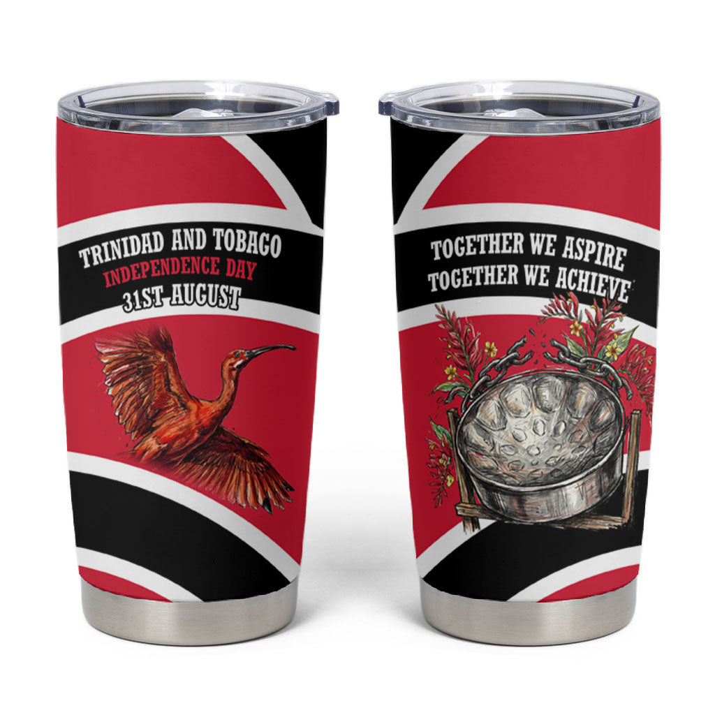 Trinidad And Tobago Independence Day Scarlet Ibis Tumbler Cup Steelpan Heritage National Flag