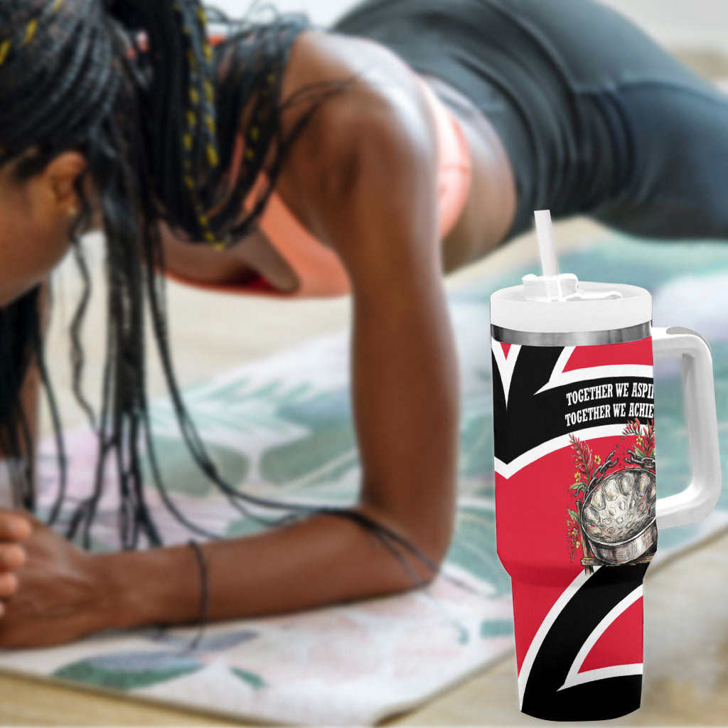 Trinidad And Tobago Independence Day Scarlet Ibis Tumbler With Handle Steelpan Heritage National Flag