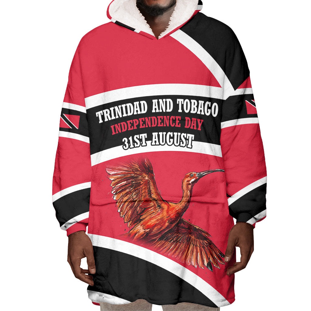 Trinidad And Tobago Independence Day Scarlet Ibis Wearable Blanket Hoodie Steelpan Heritage National Flag