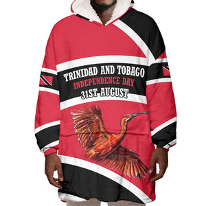 Trinidad And Tobago Independence Day Scarlet Ibis Wearable Blanket Hoodie Steelpan Heritage National Flag