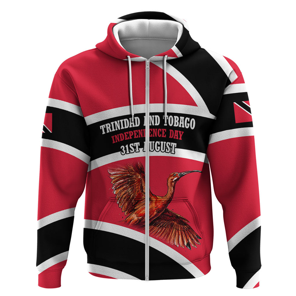 Trinidad And Tobago Independence Day Scarlet Ibis Zip Hoodie Steelpan Heritage National Flag