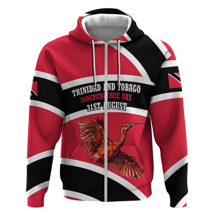 Trinidad And Tobago Independence Day Scarlet Ibis Zip Hoodie Steelpan Heritage National Flag